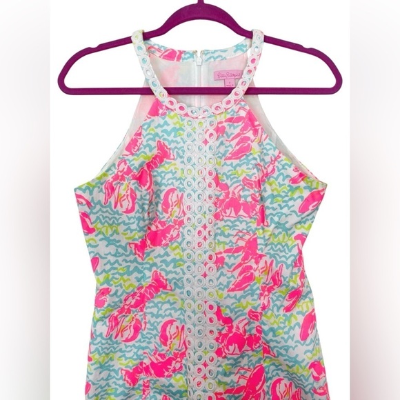 Lilly Pulitzer Pearl Pop Up Lobstah Roll Lace Detail Shift Dress Size 2 - Picture 9 of 15